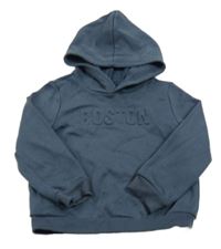 Tmavomodrá mikina s 3D nápisem a kapucí shein