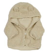 Smetanová huňatá podšitá propínací mikina s kapucí H&M