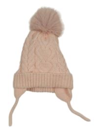 Světlerůžová pletená podšitá čepice s bambulí Primark