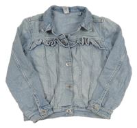 Světlemodrá riflová bunda s volánkem 