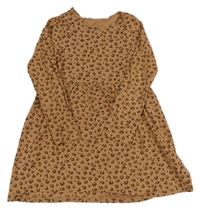 Hnědé leopardí bavlněné šaty 