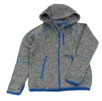 Tmavošedá melírovaná úpletová propínací thermo mikina s kapucí Y.F.K.