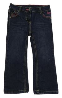 Tmavomodré rifle s výšivkou Lupilu