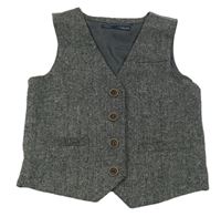 Šedo-černá melírovaná vlněná společenská vesta Next