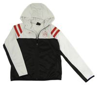 Černo-bílá sportovní propínací mikina s kapucí 