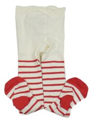 Bílo-červené pruhované punčocháče 