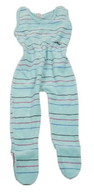 Světlemodré pruhované sametové dupačky 