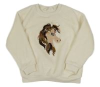 Smetanová plyšová mikina s jednorožcem z flitrů H&M