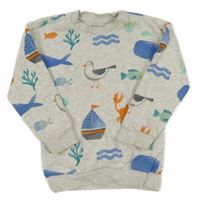 Šedá melírovaná mikina s obrázky Nutmeg