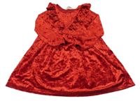 Červené sametové šaty s volánkem H&M