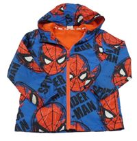 Modro-červená šusťáková jarní bunda se Spidermanem a kapucí George