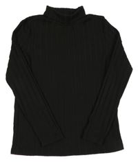 Černé žebrované úpletové triko s rolákem shein