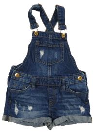 Tmavomodré laclové riflové kraťasy s prodíráním Denim Co.