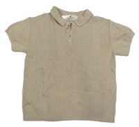Béžové žebrované úpletové polo tričko H&M
