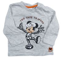 Světlešedé melírované triko s kostrou - Mickey Disney