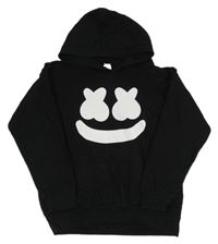 Černá mikina s potiskem a kapucí