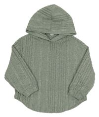 Mintová žebrovaná úpletová mikina s kapucí Shein