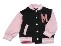 Černo-růžová baseballová mikina s písmenem 