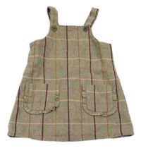 Béžovo-vínovo-růžovo-žluté melírované vlněné laclové šaty Tu