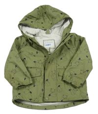 Khaki voděodolná jarní bunda s liškami a kapucí Topomini