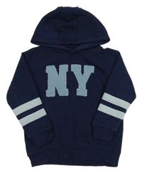 Tmavomodrá mikina s písmeny a kapucí Primark