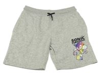 Světlešedé melírované teplákové kraťasy se Sonicem 