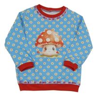 Modro-červená květovaná mikina s houbou 