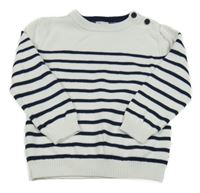 Bílo-tmavomodrý pruhovaný svetr