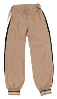 Růžovo-bílo-černé teplákové cuff kalhoty Zara