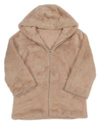 Růžová kožešinová podšitá bunda s kapucí Dunnes stores