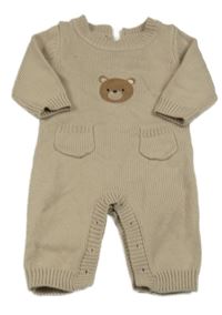 Béžový svetrový overal s medvídkem 