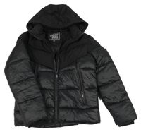 Černá šusťáková zimní bunda s kapucí 