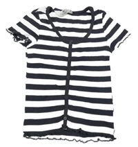Antracitovo-bílé pruhované žebrované tričko H&M