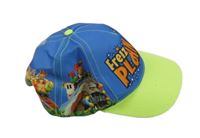 Modro-neonově zelená kšiltovka s nápisem 