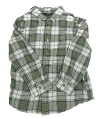 Bílo-khaki kostkovaná flanelová košile Primark