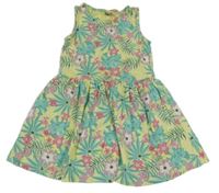 Žluto-zelené šaty s listy a ptáčky Dopodopo