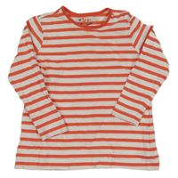 Bílo-korálové pruhované triko 