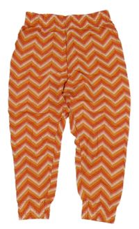 Oranžovo-červené vzorované lehké cuff kalhoty Kids