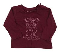 Vínové triko s nápisem Primark