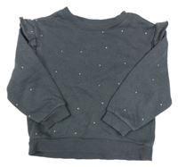 Antracitová puntíkatá mikina s volánky H&M