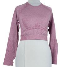 Dámské růžové vzorované sportovní funkční crop triko 