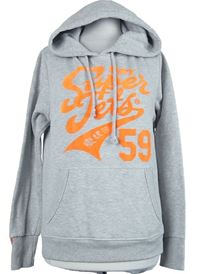 Dámská šedá mikina s logem a kapucí Superdry 