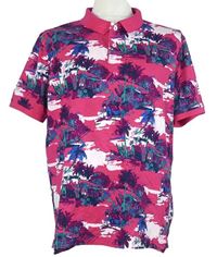 Pánské tmavorůžové polo tričko s potiskem zn. Tommy Hilfiger 