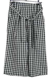 Dámské černo-bílé kostkované krepové culottes kalhoty s páskem George 