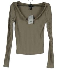 Nové - Dámské béžové žebrované crop triko New Look 