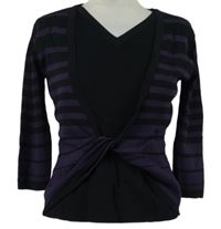 Dámský černo-fialový pruhovaný lehký svetr 