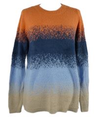 Dámský modro-béžovo-oranžový vzorovaný chlupatý svetr Multiblu 