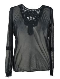 Dámská černá tylová halenka s krajkou BikBok 