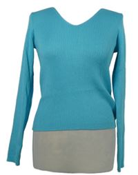 Dámský světlemodrý žebrovaný lehký svetr Primark