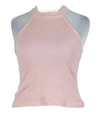 Dámský světlerůžový žebrovaný crop top River Island 